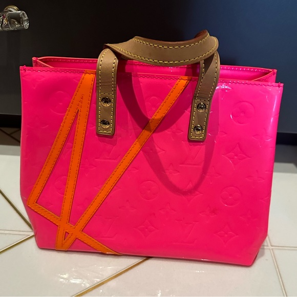 Vintage Pink and orange Vernis Louis Vuitton handbag x Robert Wilson. Authentic - Picture 1 of 11